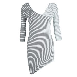 Emporio Armani Grey Striped Pleated Asymmetric Stretch Top S, Shirts & Tops - Luxury Closet catalog