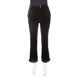 Emporio Armani Black Velvet Pleated Ruffle Bottom Pants S, Clothing - Luxury Closet catalog