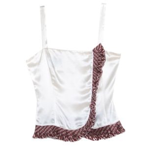 Emporio Armani Cream Satin Silk Ruffled Trim Sleeveless Top S, Shirts & Tops - Luxury Closet catalog
