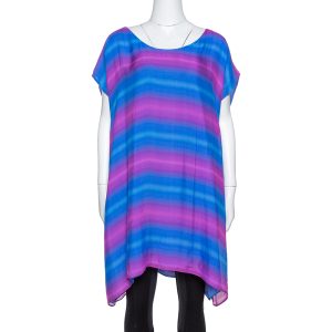 Emporio Armani Blue & Pink Gradient Print Silk Tunic L, Shirts & Tops - Luxury Closet catalog