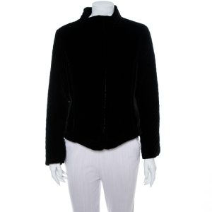 Emporio Armani Black Velvet Quilt Detail Stand Collar Jacket L, Coats & Jackets - Luxury Closet catalog