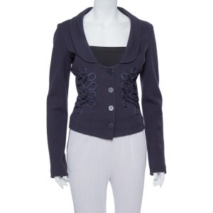 Emporio Armani Navy Blue Cotton Knit Trim Detail Collared Jacket M, Coats & Jackets - Luxury Closet catalog