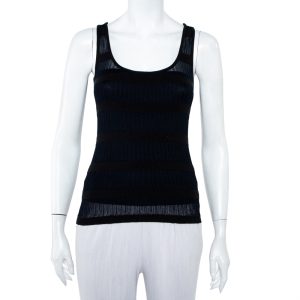 Emporio Armani Navy Blue & Black Knit Crossback Detail Tank Top S, Shirts & Tops - Luxury Closet catalog
