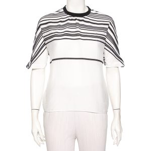 Emporio Armani White Cotton & Silk Striped Detail T-Shirt L, Shirts & Tops - Luxury Closet catalog