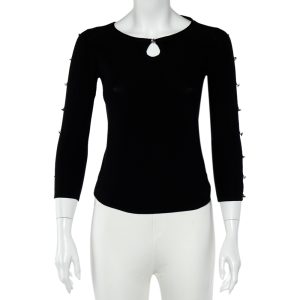 Emporio Armani Black Silk Knit Crystal Detail Long Sleeve Top M, Shirts & Tops - Luxury Closet catalog