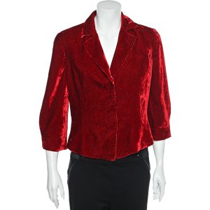 Emporio Armani Red Velvet Button Front Blazer L, Coats & Jackets - Luxury Closet catalog