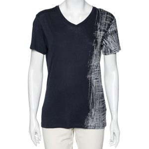 Emporio Armani Blue Cotton Half Printed Short Sleeve T-Shirt S, Shirts & Tops - Luxury Closet catalog