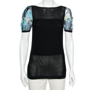 Emporio Armani Black Knit Puff Sleeve Top M, Shirts & Tops - Luxury Closet catalog