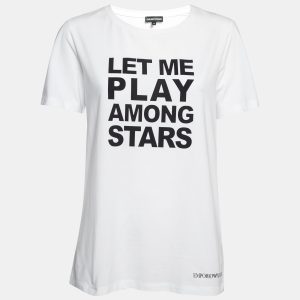 Emporio Armani White Printed Cotton Short Sleeve T-Shirt L, Shirts & Tops - Luxury Closet catalog