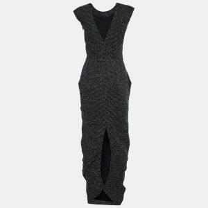 Emporio Armani Black Patterned Wool & Crepe Maxi Dress S, Dresses - Luxury Closet catalog