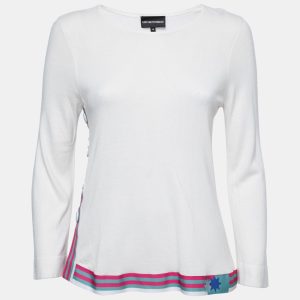 Emporio Armani White Knit Contrast Detail Top S, Shirts & Tops - Luxury Closet catalog