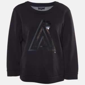 Emporio Armani Black Jersey A Embellished Sweatshirt L, Sweaters & Cardigans - Luxury Closet catalog