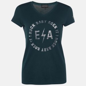 Emporio Armani Green Logo Print Cotton Crew Neck T-Shirt M, Shirts & Tops - Luxury Closet catalog