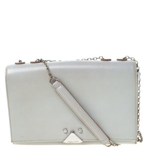 Emporio Armani Grey Leather Double Chain Shoulder Bag, Shoulder Bags - Luxury Closet catalog