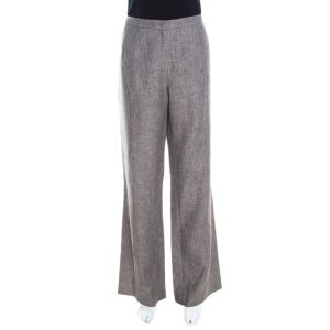 Escada Brown Basketweave Linen and Wool Wide Leg Hose Trousers XL, Clothing - Luxury Closet catalog