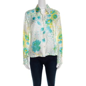 Escada Cream Floral Print Silk Button Front Shirt M, Shirts & Tops - Luxury Closet catalog