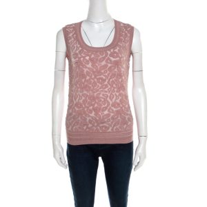 Escada Dark Tender Rose Floral Jacquard Knit Sleeveless Shela Top S, Shirts & Tops - Luxury Closet catalog
