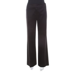 Escada Black Textured Cotton Jacquard High Waist Wide Leg Trousers M, Clothing - Luxury Closet catalog