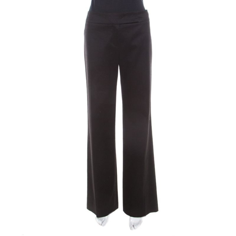 Escada Black Textured Cotton Jacquard High Waist Wide Leg Trousers M, Clothing - Luxury Closet catalog