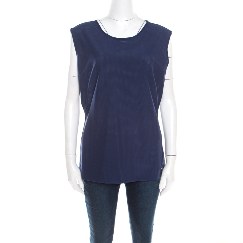 Escada Sapphire Blue Mesh Sleeveless Egle Blouse L, Shirts & Tops - Luxury Closet catalog