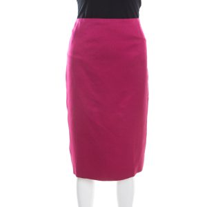 Escada Pink Silk Satin Slit Detail Pencil Skirt L, Skirts - Luxury Closet catalog