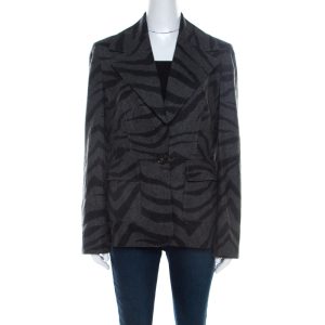 Escada Grey Cashmere Wool Animal Pattern Single Button Blazer M, Coats & Jackets - Luxury Closet catalog