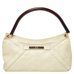 Escada Cream Lizard Embossed Leather Baguette Shoulder Bag, Shoulder Bags - Luxury Closet catalog