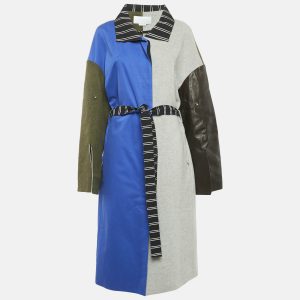 Esteban Cortazar Grey/Black Wool and Leather Belted Mid-Length Coat S, Coats & Jackets - Luxury Closet catalog