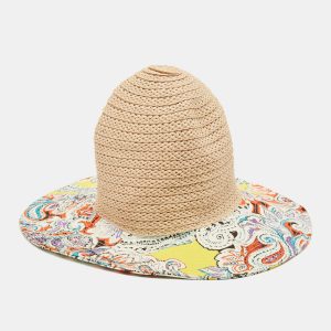 Etro Beige/Purple Printed Cotton and Raffia Hat, Apparel & Accessories - Luxury Closet catalog
