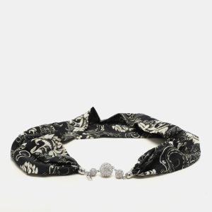 Etro Black/White Printed Silk Crystal Detail Neck Infinity Scarf, Scarves & Shawls - Luxury Closet catalog