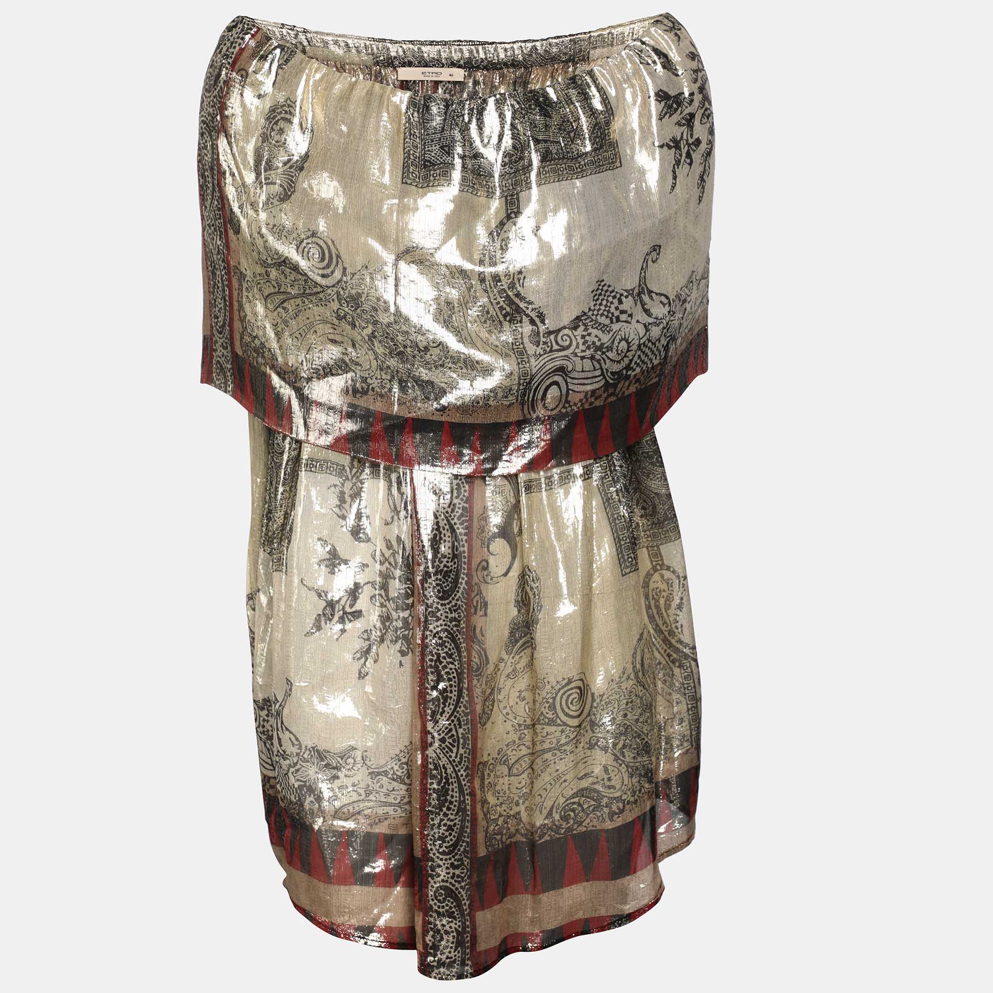 Etro Multicolor Printed Silk Blend Lurex Top L, Shirts & Tops - Luxury Closet catalog