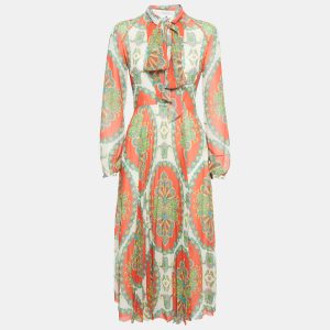 Etro Multicolor Paisley Print Pleated Midi Dress S, Dresses - Luxury Closet catalog