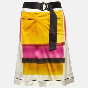 Etro Off-White Printed Satin Silk Knee-Length Skirt S, Skirts - Luxury Closet catalog
