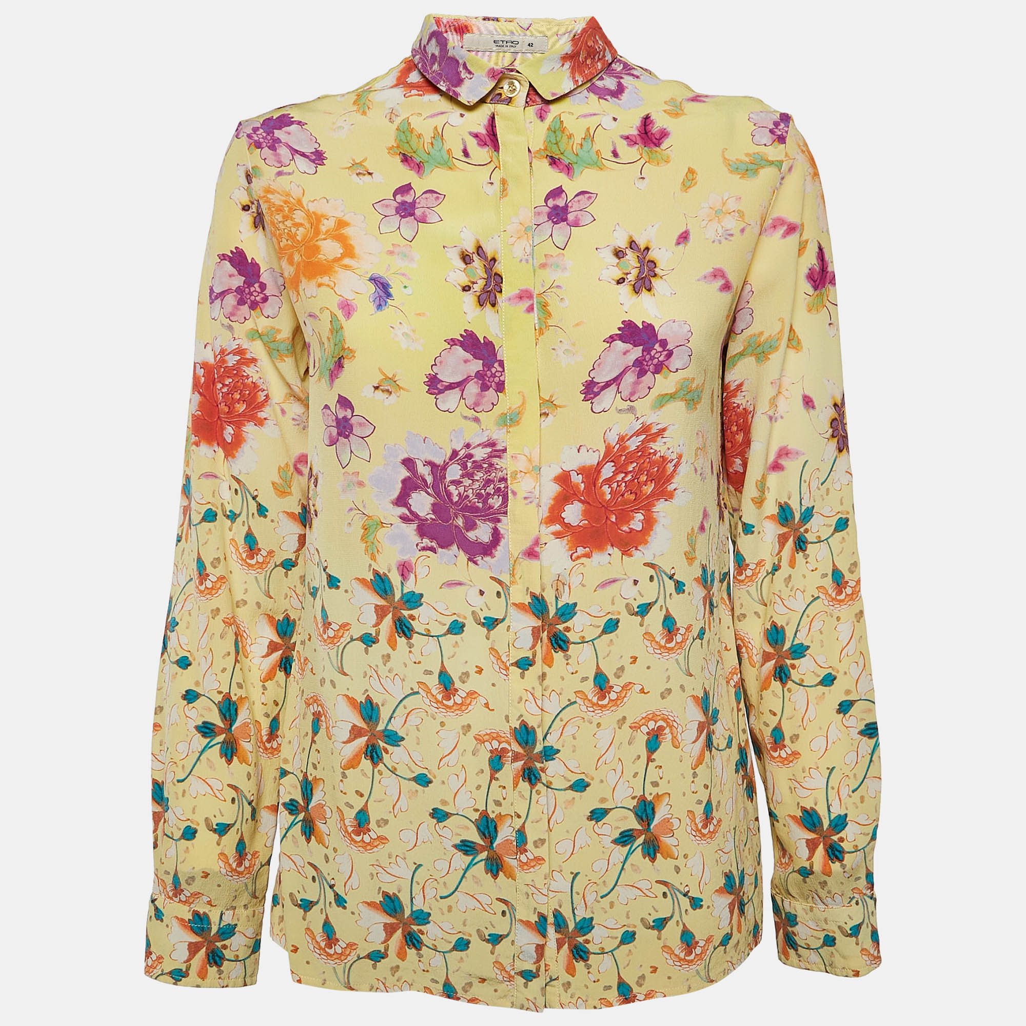 Etro Yellow Floral Silk Full Sleeve Shirt M, Shirts & Tops - Luxury Closet catalog