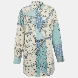 Etro Blue/Multicolor Printed Ramie Button Front Tunic Shirt S, Shirts & Tops - Luxury Closet catalog
