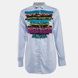 Etro Blue Cotton and Silk Ruffled Shirt M, Shirts & Tops - Luxury Closet catalog
