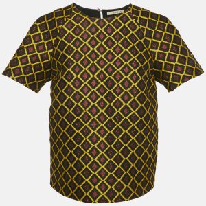 Etro Brown/Yellow Geometric Jacquard Blouse M, Shirts & Tops - Luxury Closet catalog