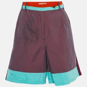Etro Purple Colorblock Striped Cotton & Linen Shorts M, Shorts - Luxury Closet catalog