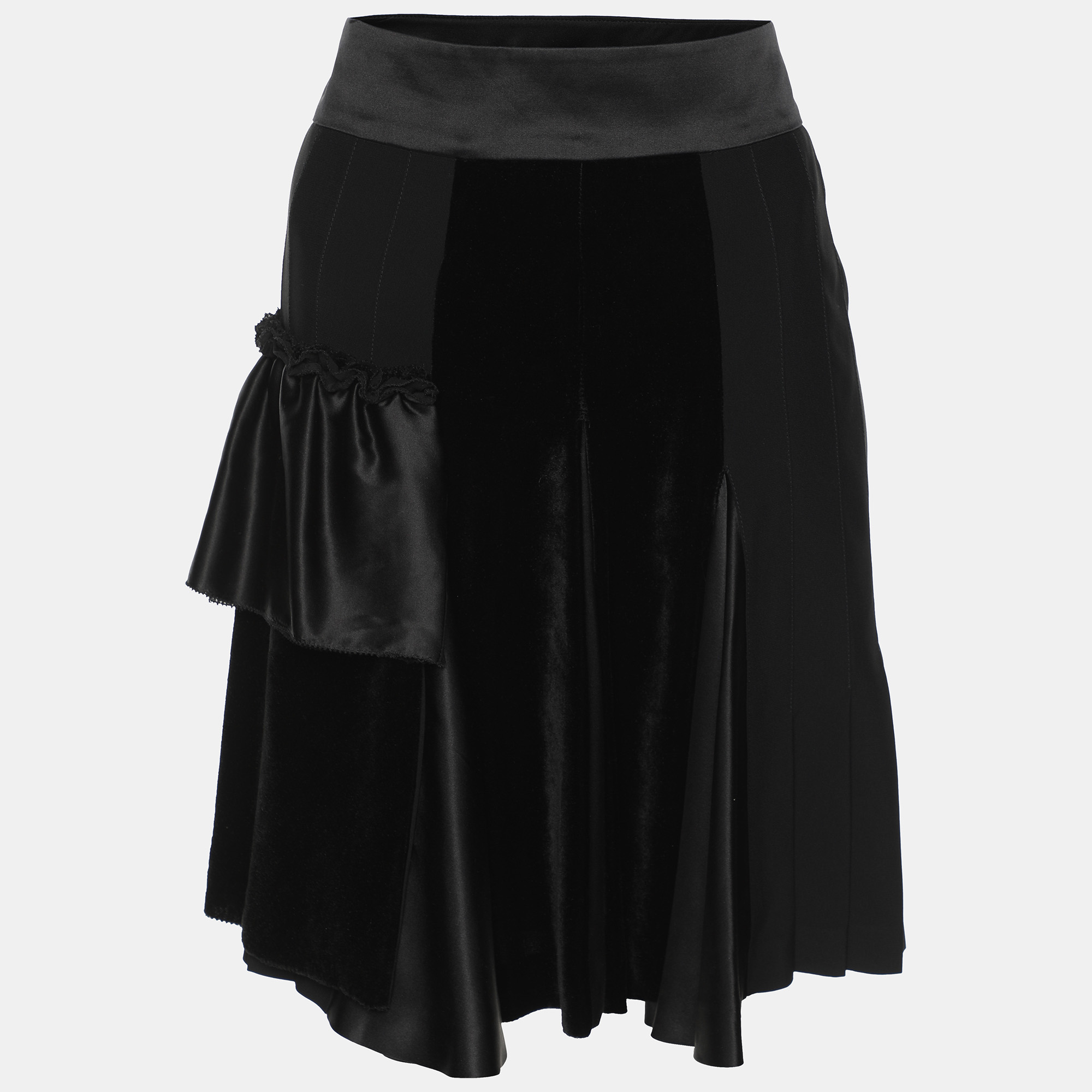 Etro Black Silk Velvet Ruffled Skirt M, Skirts - Luxury Closet catalog