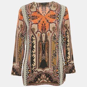 Etro Brown Paisley Print Silk V-Neck Blouse L, Shirts & Tops - Luxury Closet catalog