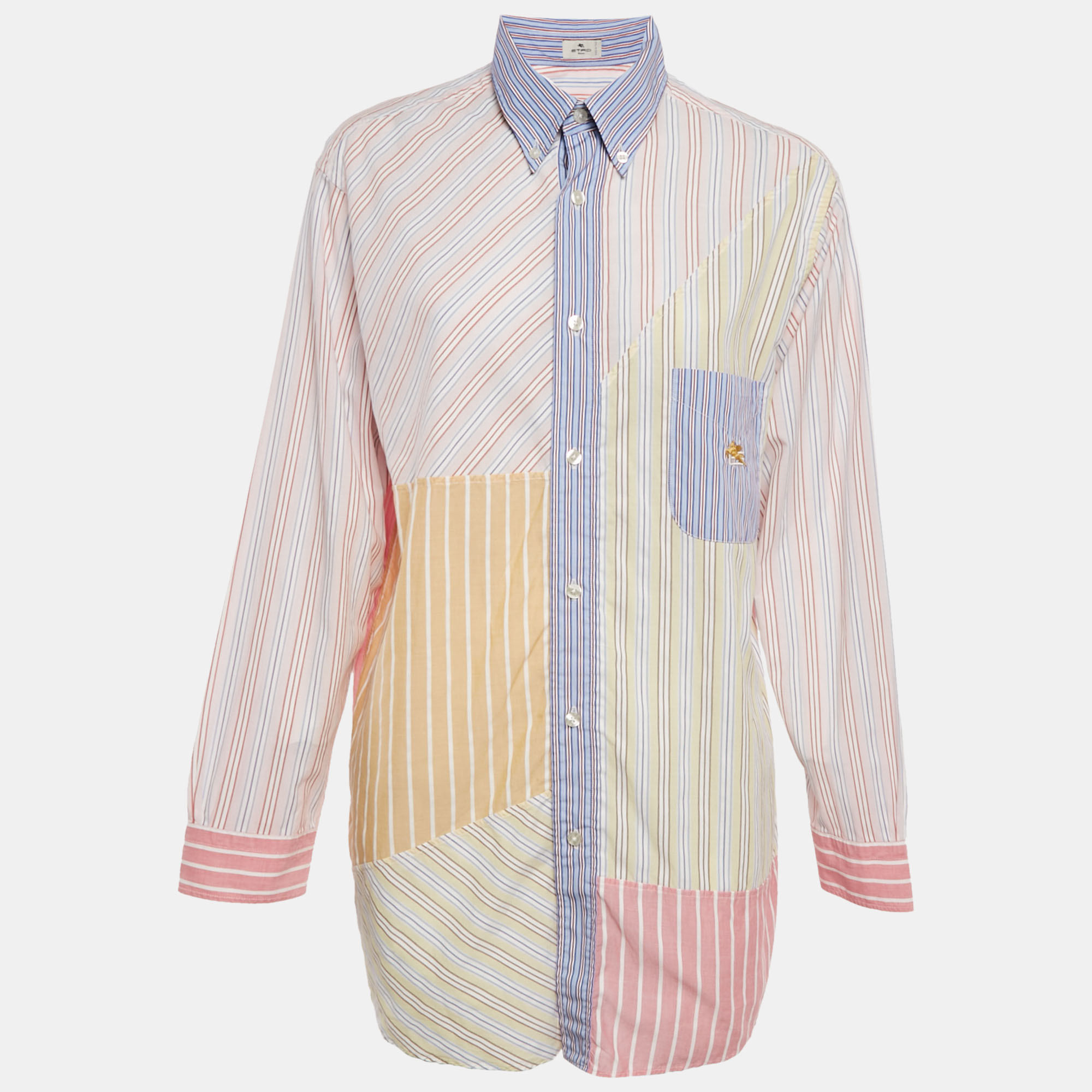 Etro Multicolor Striped Cotton Paneled Oversized Shirt M, Shirts & Tops - Luxury Closet catalog