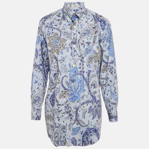 Etro Blue Printed Cotton Blend Button Front Shirt XS, Shirts & Tops - Luxury Closet catalog