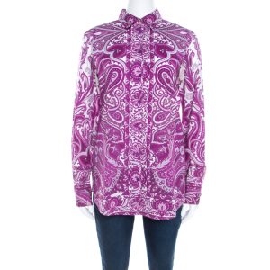 Etro Purple Paisley Print Cotton Stretch Button Front Shirt M, Shirts & Tops - Luxury Closet catalog