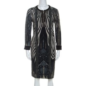 Etro Grey Zebra Print Embellished Neckline Shift Dress M, Dresses - Luxury Closet catalog