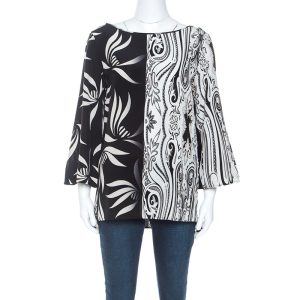 Etro Monochrome Paisley and Leaf Print Silk Blouse M, Shirts & Tops - Luxury Closet catalog
