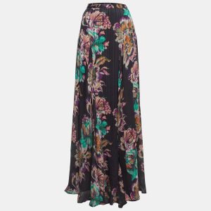 Etro Black Floral Printed Crinkled Silk Maxi Skirt M, Skirts - Luxury Closet catalog