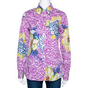 Etro Purple Floral Print Stretch Cotton Long Sleeve Shirt L, Shirts & Tops - Luxury Closet catalog