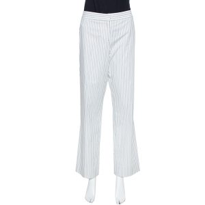 Etro White Pinstriped Cotton Straight Leg Pants L, Clothing - Luxury Closet catalog