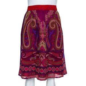 Etro Purple Paisley Printed Silk Mini Skirt M, Skirts - Luxury Closet catalog