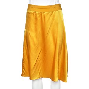 Etro Yellow Silk, Satin And Pleated Crepe Trim Skirt S, Skirts - Luxury Closet catalog
